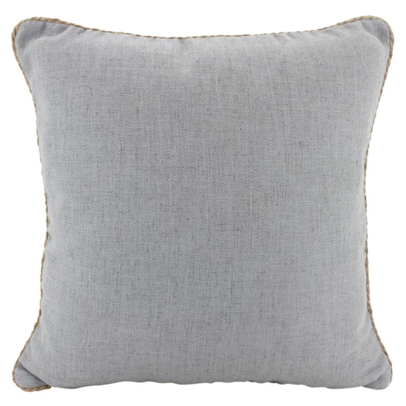 Light Grey Rope Trimmed Linen Cushion - 50cm x 50cm