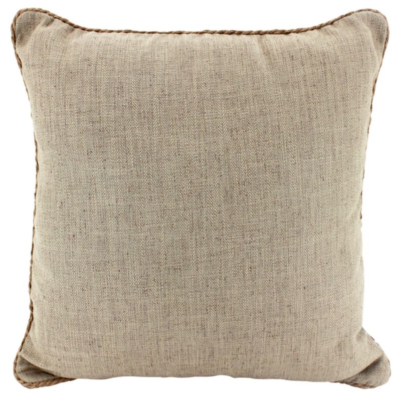 Latte Rope Trimmed Linen Cushion - 50cm x 50cm