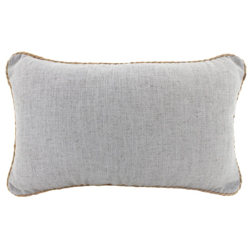 Light Grey Rope Trimmed Linen Cushion - 30cm x 50cm