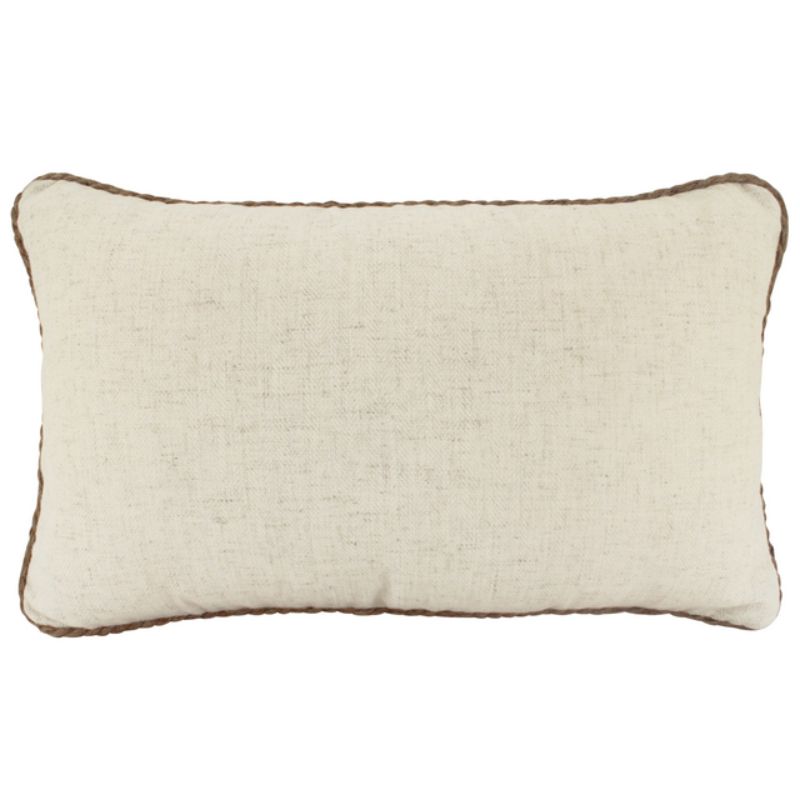 Beige Rope Trimmed Linen Cushion - 30cm x 50cm