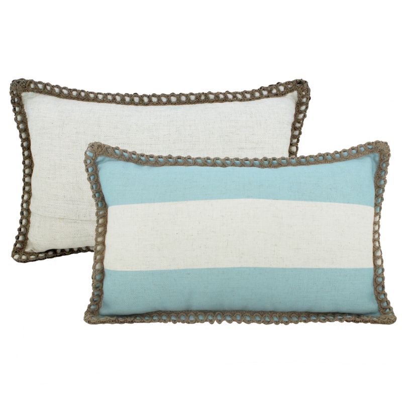 Sky Jute Linen Stripe Cushion - 30cm x 50cm