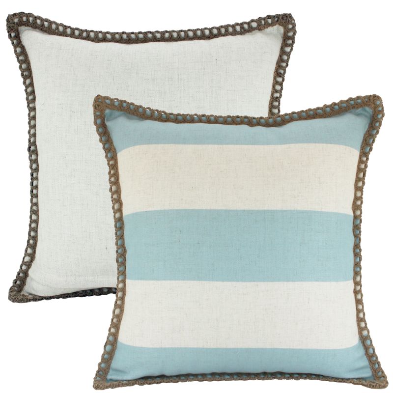 Sky Jute Linen Stripe Cushion - 50cm x 50cm