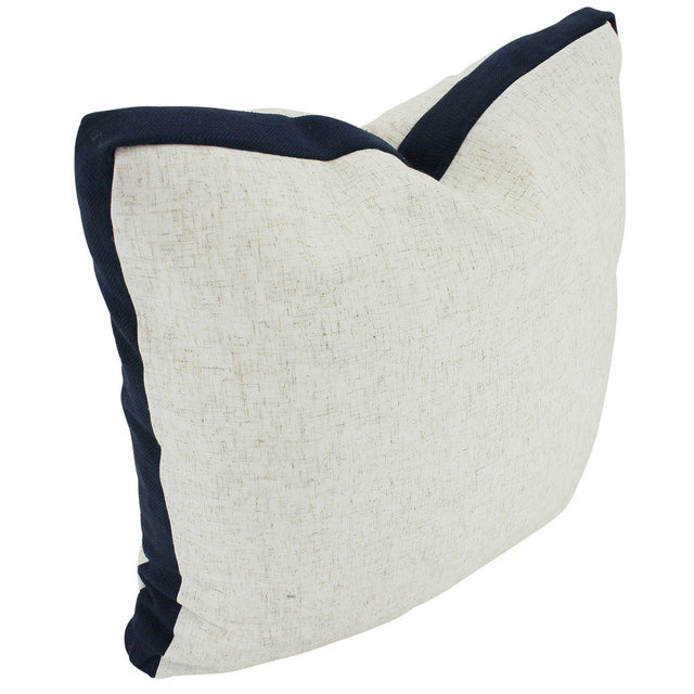Navy Linen Walled Cushion - 50cm x 50cm