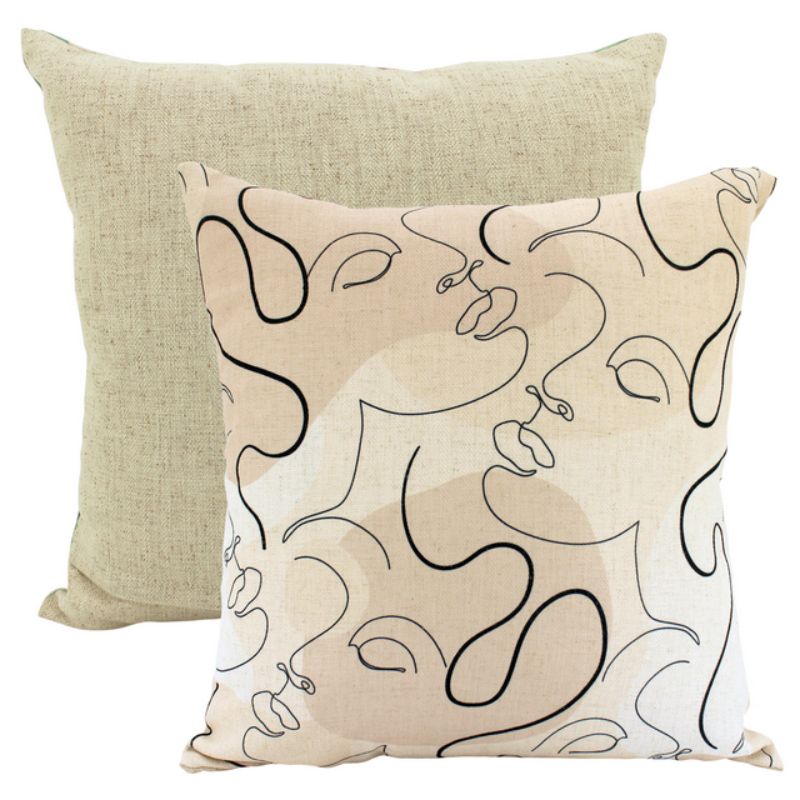 Face Swirl Linen Cushion - 50cm x 50cm
