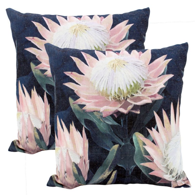 Night Protea Linen Cushion - 50cm x 50cm