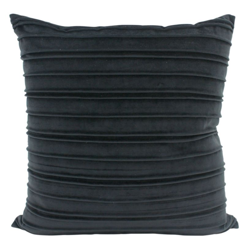 Black Pleated Velvet Cushion - 50cm x 50cm