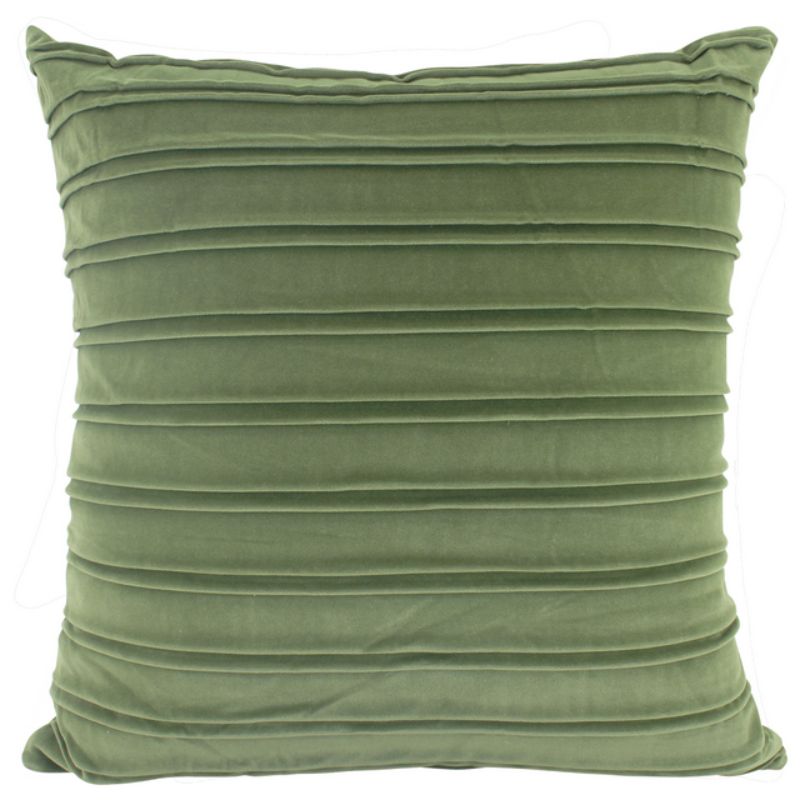 Olive Pleated Velvet Cushion - 50cm x 50cm