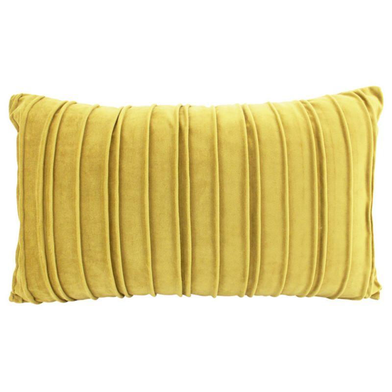Gold Pleated Velvet Cushion - 30cm x 50cm