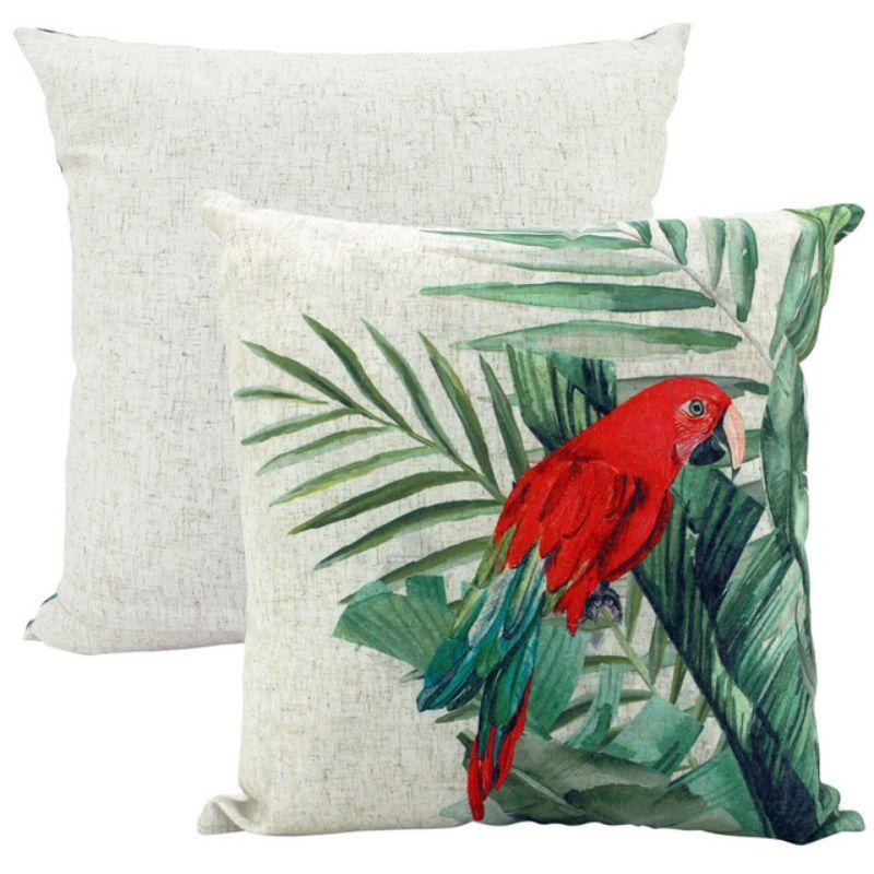 Red Parrot Jungle Cushion - 50cm x 50cm