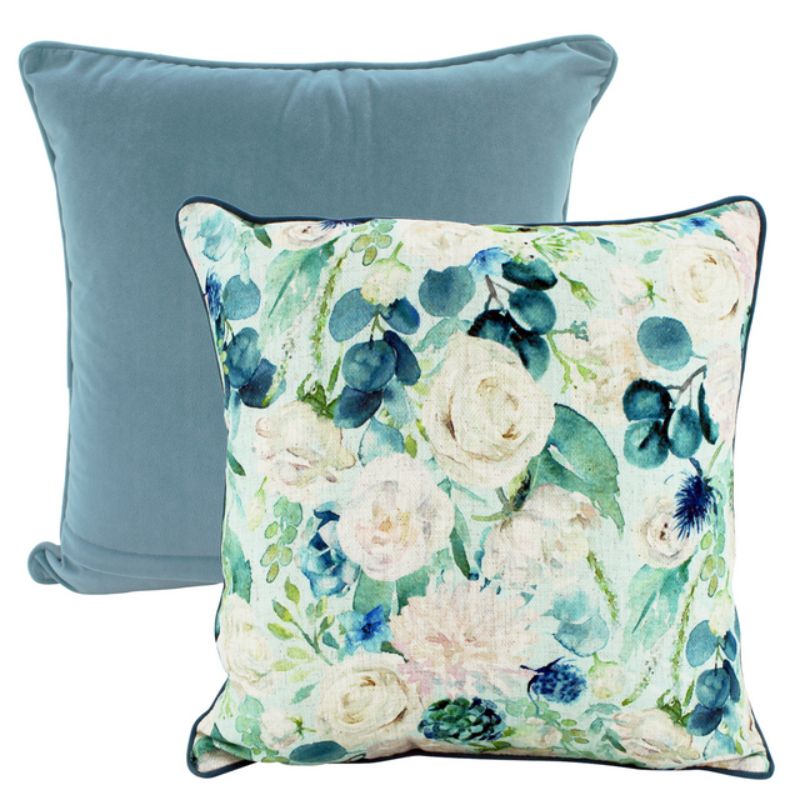 Wildflowers on Blue Cushion - 50cm x 50cm