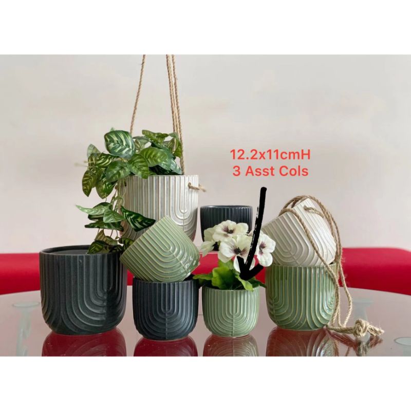 Ripple Ceramic Pot - 12.2cm x 11cm
