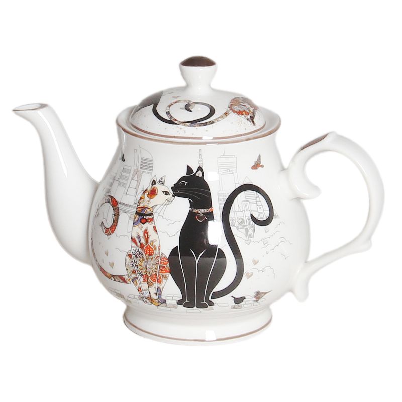 Embossed Cat Couple Teapot - 370ml