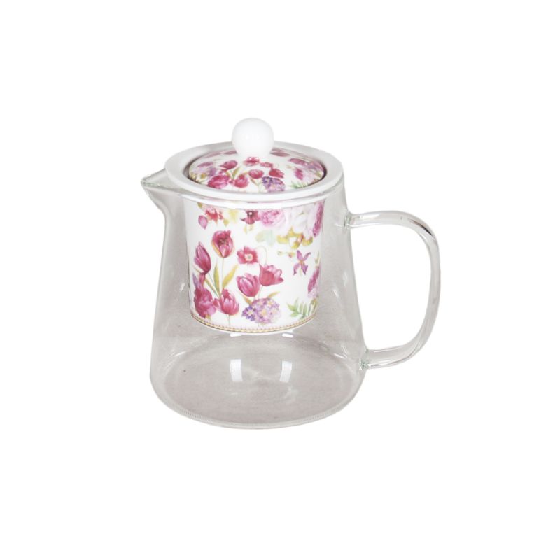 Rose and Tulip Glass Teapot - 400ml