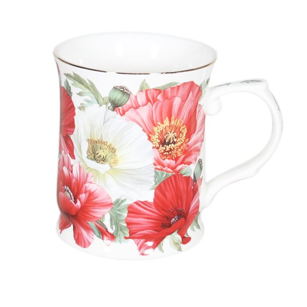 New Poppies On White Mug - 415ml