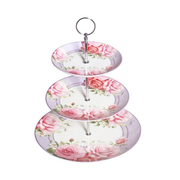 Pink Rose 3 Tier Cake Stand