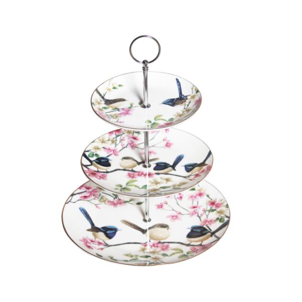 Blue Wren 3 Tier Cake Plate