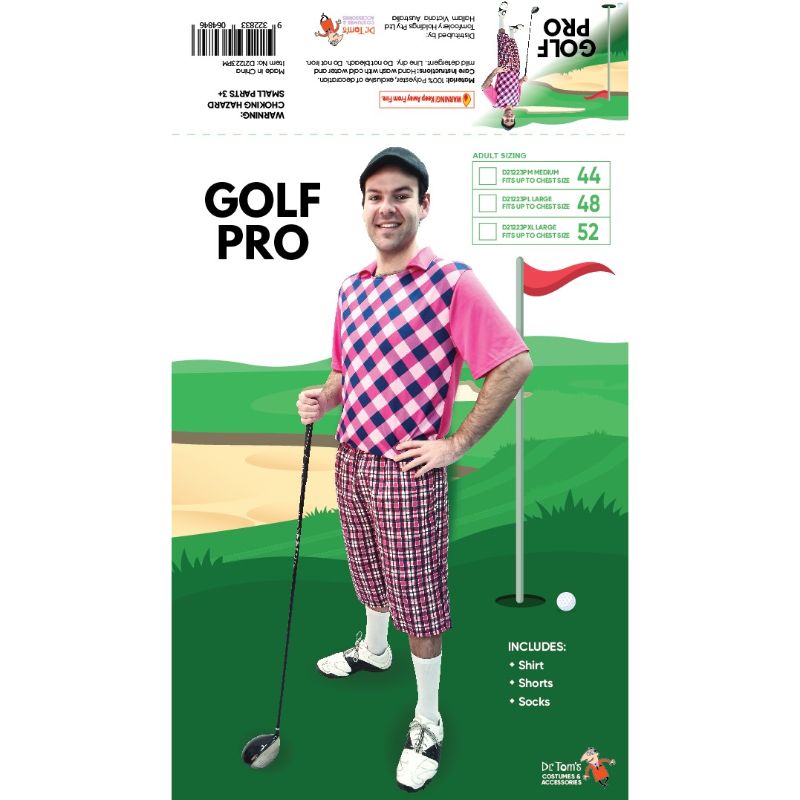 Pink Golf Pro Adult Costume - XL