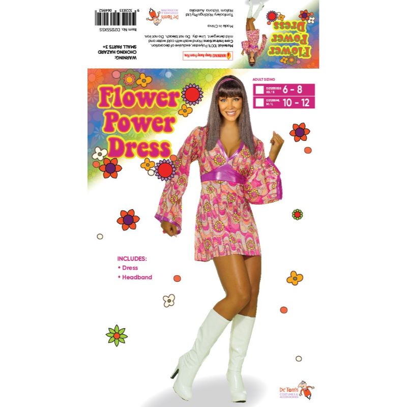 Flower Power Adult Costume Dress - M/L
