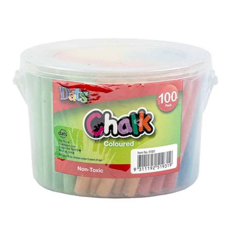 100 Pack Coloured Chalks in Bucket