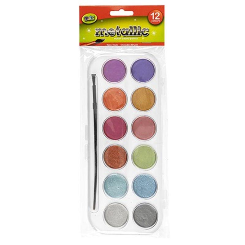 Paint Set 12 Cols Metallic W Brush