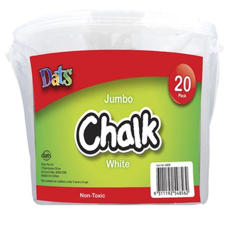 20 Pack White Jumbo Chalk in Bucket