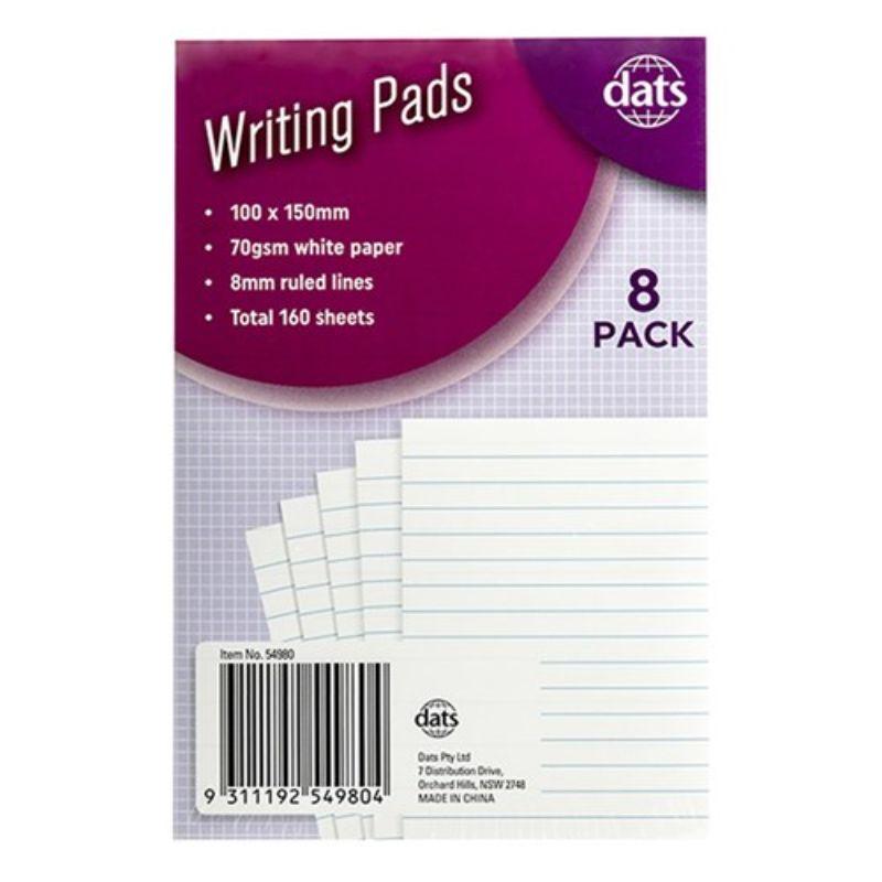 Pad Paper Writing 100x150mm 8pk Total 160sh 70gsm Ruled