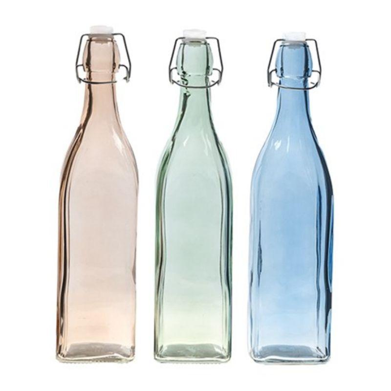 Coloured Square Glass Bottle - 950ml