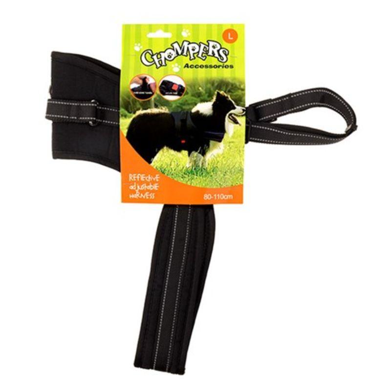 Heavy Duty Black Reflective Dog Harness - 80-110cm