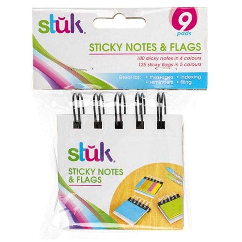25 Sheets x 9 Pads Mixed Size Sticky Note with Spiral Covers