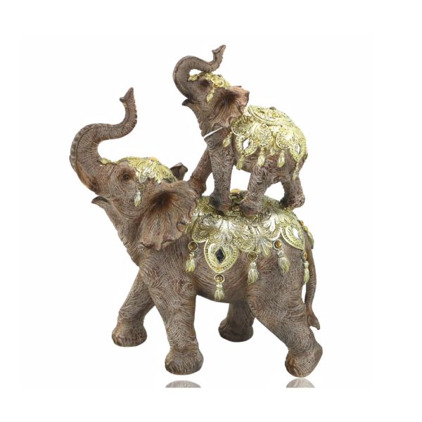 Resin Piggy Back Ride Elephant - 19.5cm x 9.5cm x 25cm