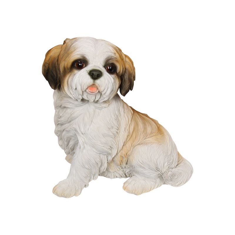 White & Beige Sitting Shih TZU Dog Statue - 32cm