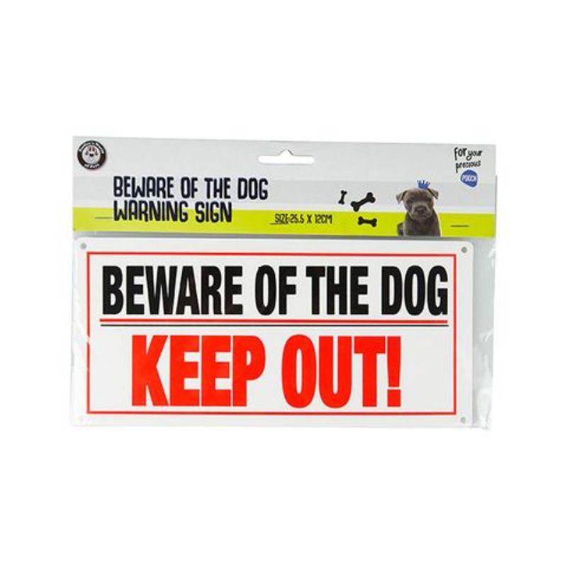 Beware of The Dog Warning Sign - 26cm x 12cm