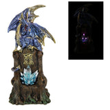 Load image into Gallery viewer, Blue Dragon on Mystic Realm Throne Guarding Crystal - 26cm
