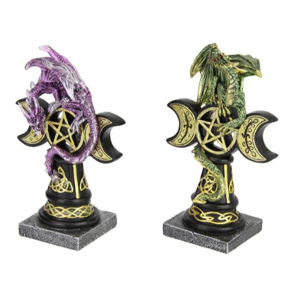 Dragon On Triple Moon Stand - 19cm