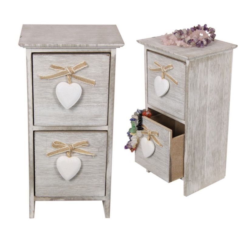 Small Drawer Heart Decor Jewellery Trinket Box - 23cm