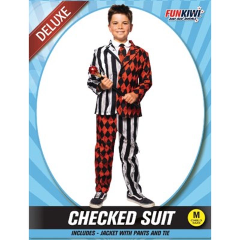 Boys Deluxe Checked Suit Costume - M