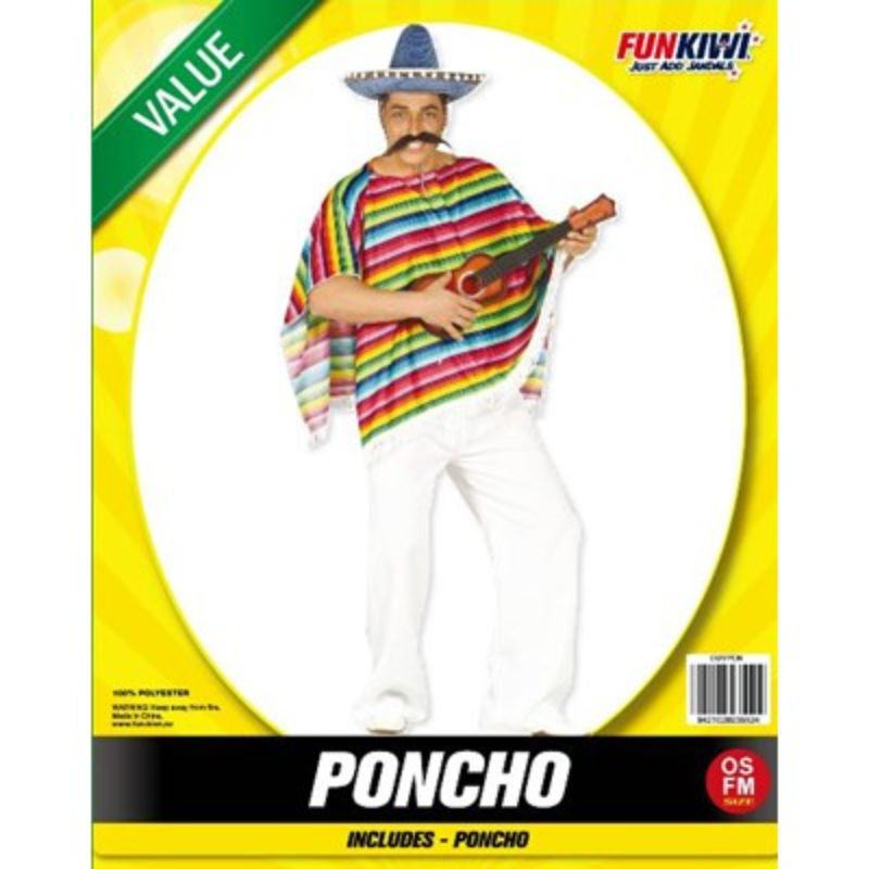 Multi Colour Stripe Value Poncho - One Size Fits Most