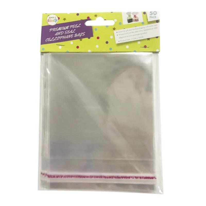 50 Pack Peal & Seal Cello Bags - 14cm x 11cm