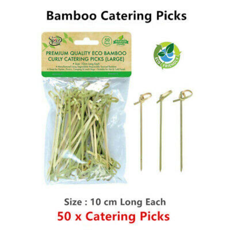 50 Pack Bamboo Curly Catering Picks - 10cm