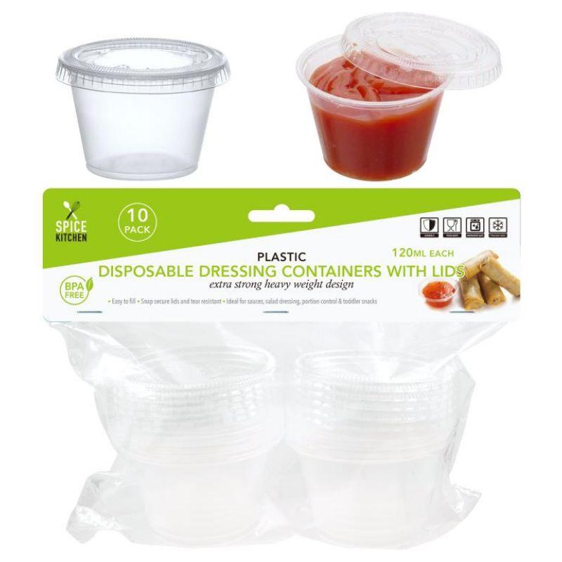 10 Pack Mini Disposable Dressing Containers with Lid - 120ml