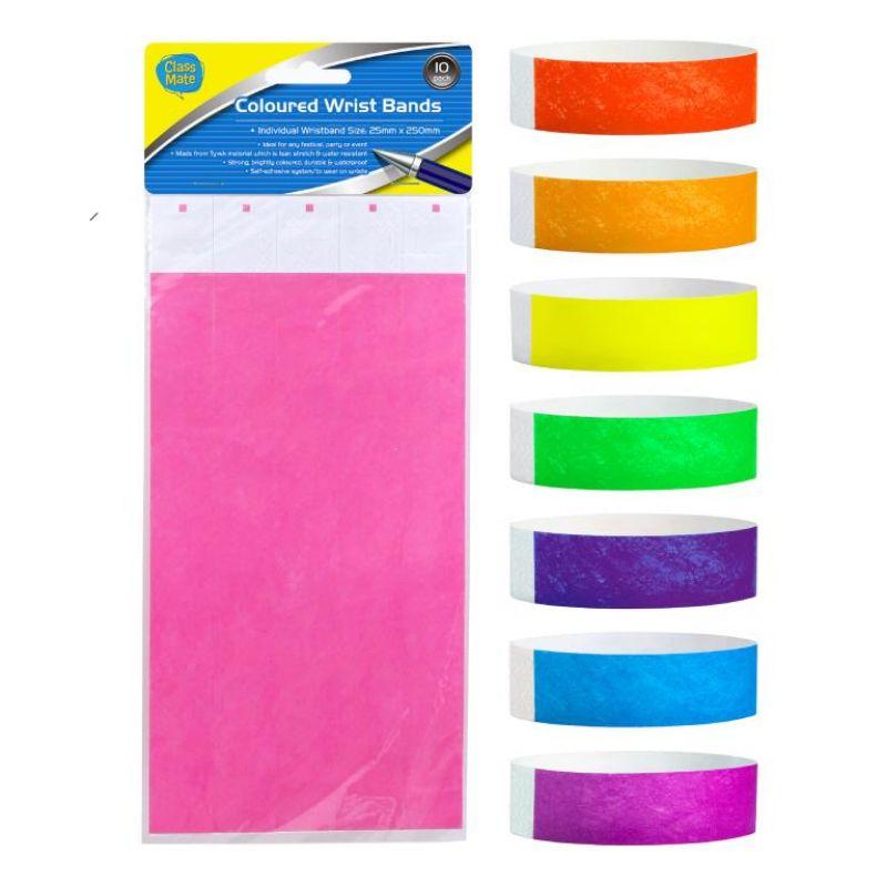 10 Pack Coloured Series Wrist Bands - 25mm x 250mm