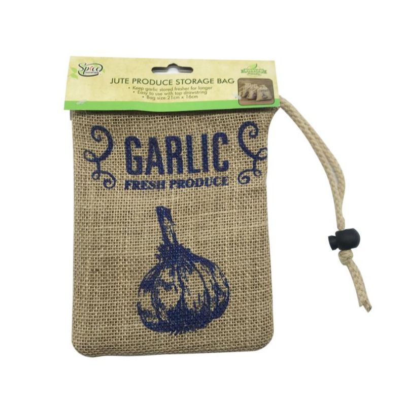 Jute Produce Garlic Print Storage Bag - 21cm x 16cm