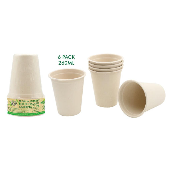 6 Pack ECO Biodegraded Catering Cups - 260ml