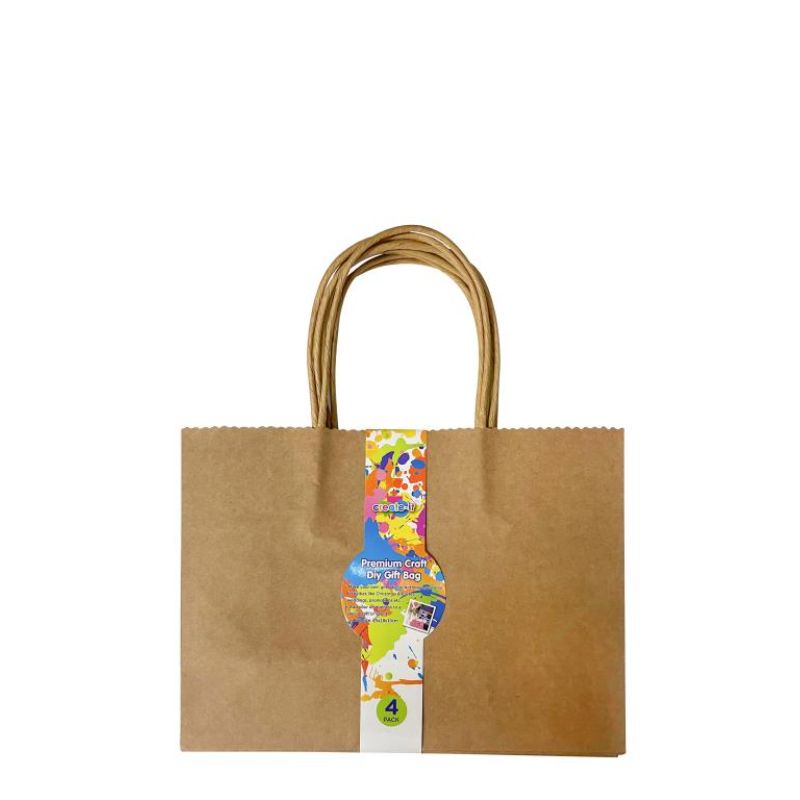 4 Pack Craft DIY Gift Bags - 25cm x 18cm x 10cm