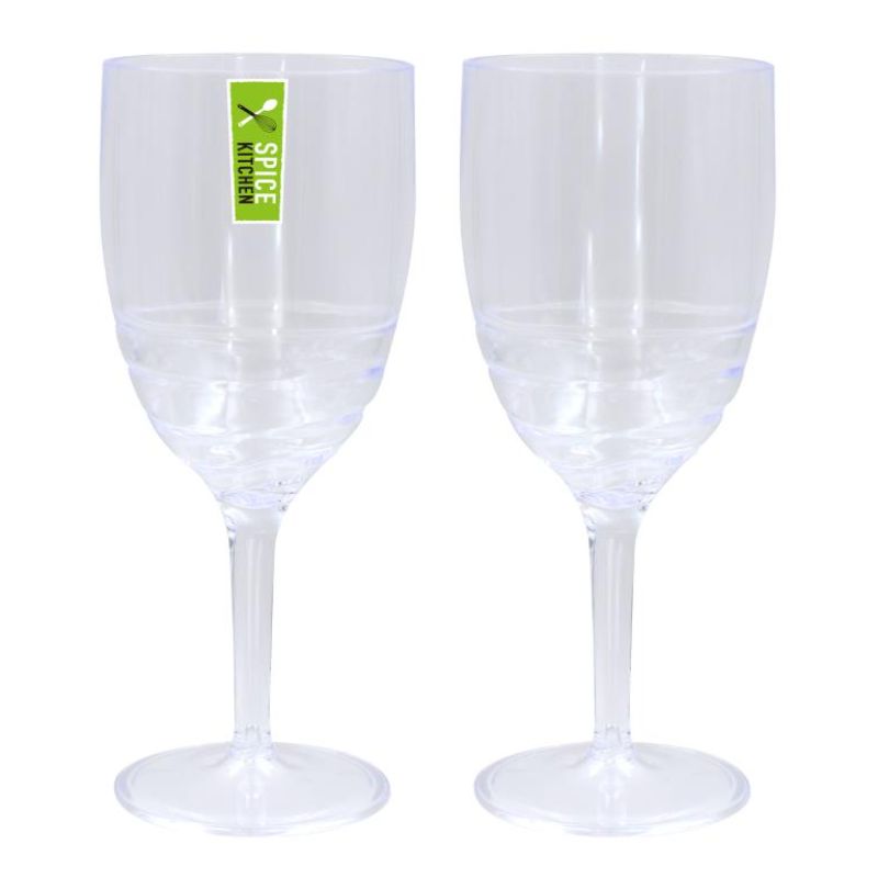 Clear Plastic Wave Series Style Wine Glass - 400ml