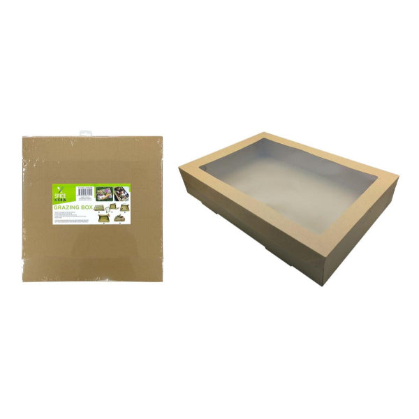 Brown Window Lid Grazing Box - 45cm x 31cm x 8cm