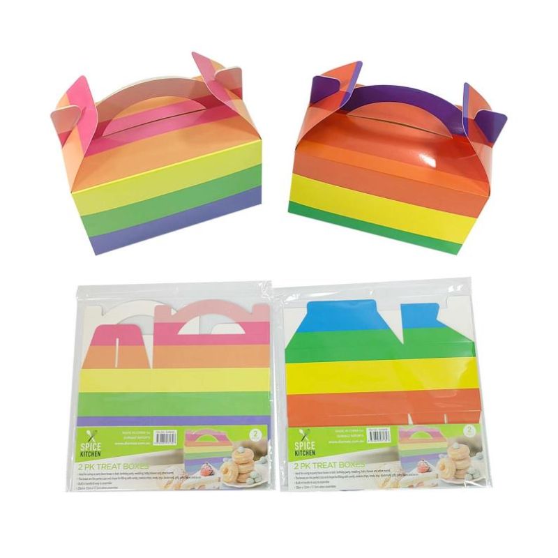 2 Pack Jumbo Rainbow Treat Boxes - 20cm x 12cm x 17.5cm