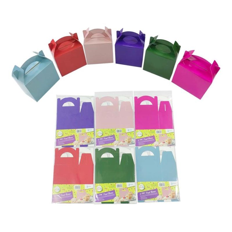 3 Pack Coloured Series Treat Boxes - 15cm x 15cm x 9cm