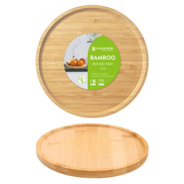 Bamboo Round Serving Tray - 20CM x 1.5CM