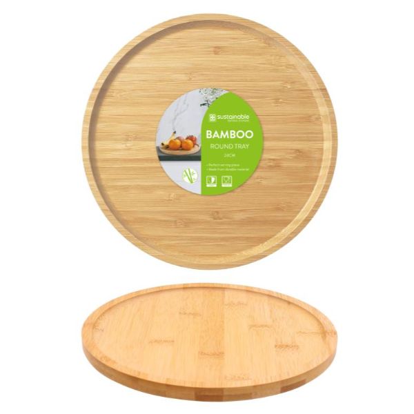 Bamboo Round Serving Tray - 24CM x 1.5CM
